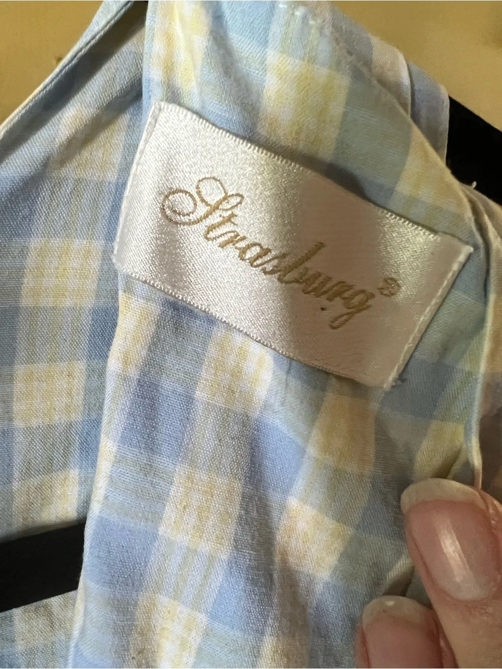 Strasburg Yellow and Light Blue Gingham Smocked Girls Dress